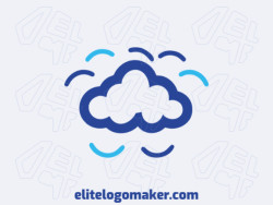 Logotipo customizável com a forma de uma nuvem com estilo pictórico, as cores utilizadas foi azul e azul escuro.