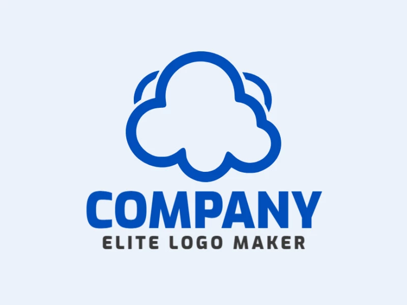 Create a logo for your company in the shape of a cloud with minimalist style and dark blue color.