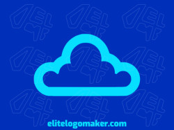 A sophisticated logo in the shape of a cloud with a sleek minimalist style, featuring a captivating blue color palette.