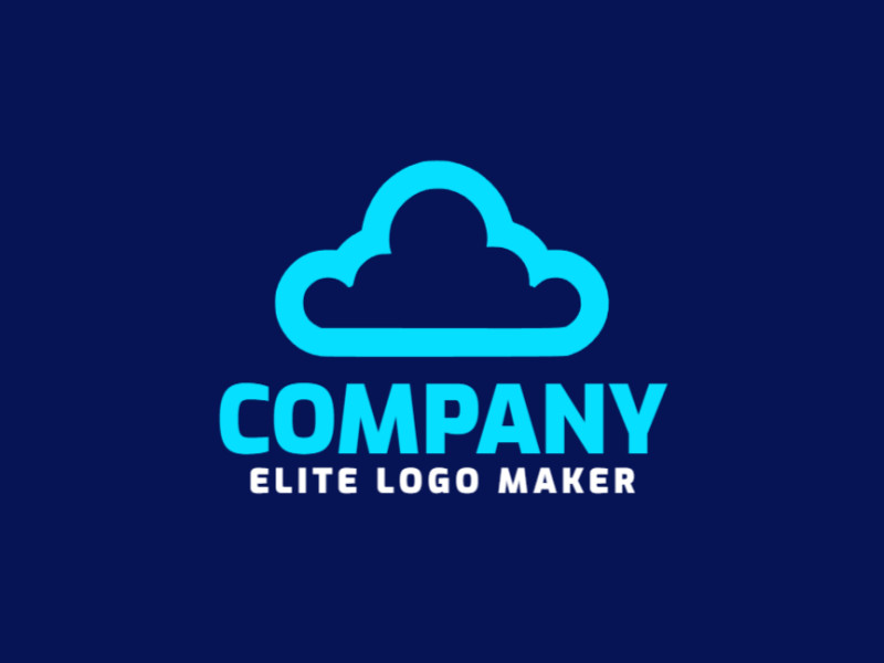 Um logotipo profissional em forma de uma nuvem com um estilo minimalista, a cor utilizada foi azul.