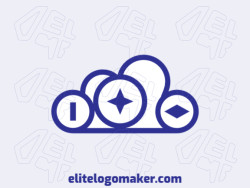 Vector logo in the shape of a cloud combined with eyes with double meaning design and blue color.