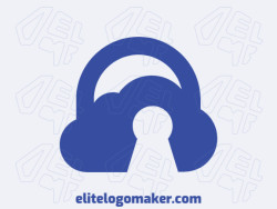 Create a vector logo for your company in the shape of a cloud combined with a padlock, with an abstract style, the color used was blue.