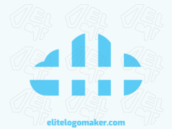 Professional logo in the shape of a cloud, with an abstract style, the color used was blue.