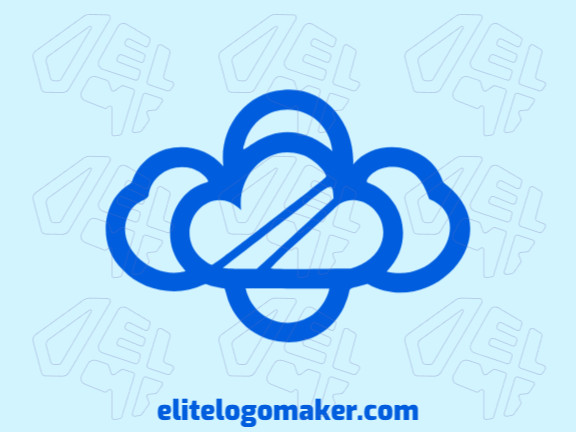 Crie um logotipo ideal para o seu negócio com a forma de nuvens com estilo monoline e cores customizáveis.