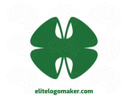 3d logo design created with abstract shapes forming a four leaf clover with green color.