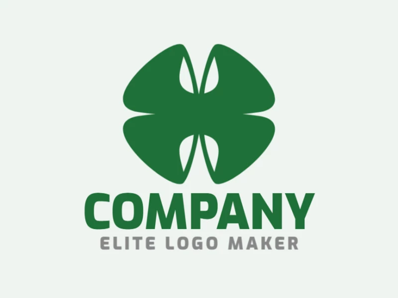 3d logo design created with abstract shapes forming a four leaf clover with green color.