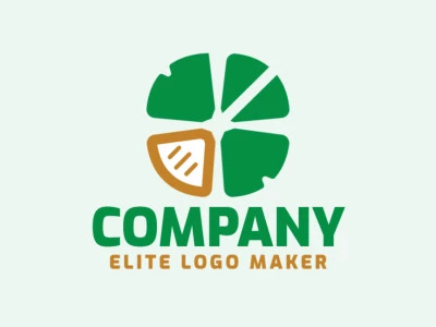 Logotipo personalizable compuesto de formas sólidas y estilo minimalista formando un trébol combinado con una cuchara en colores amarillo y verde.