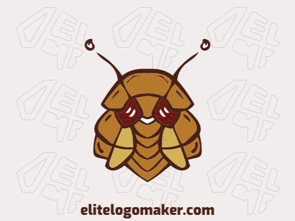 Create your logo in the shape of a cockroach with illustrative style with yellow and brown colors.