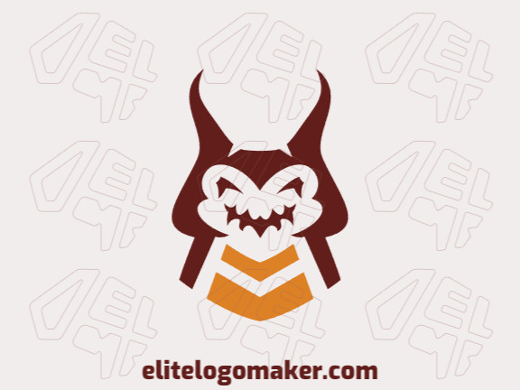 Create a vector logo for your company in the shape of a cockroach with symmetric style, the colors used were brown and orange.