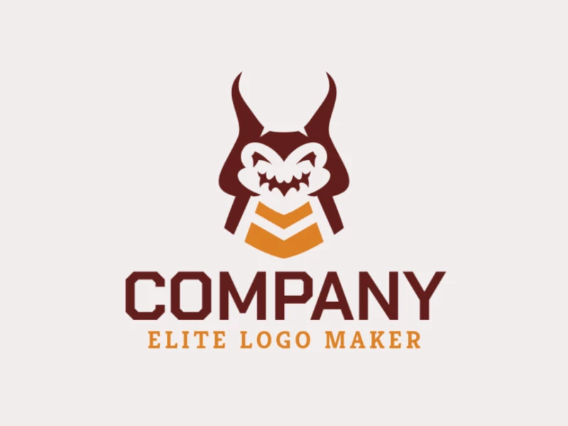 Cree un logotipo vectorial para su empresa en forma de una cucaracha con un estilo simétrico, los colores utilizados son marrón y naranja.