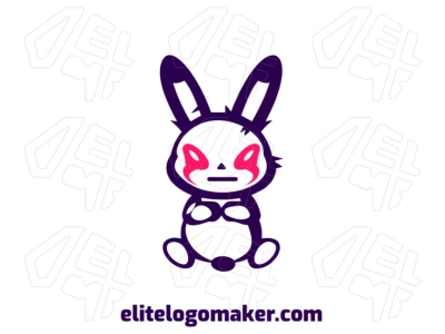 Un logo creativo con la forma simétrica de coelho con ojo rojo, combinando un diseño audaz con un gran atractivo visual.