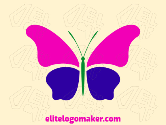 Logotipo criativo com a forma de uma borboleta colorida com design refinado e estilo minimalista.