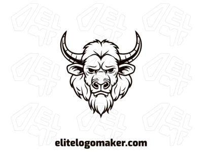 A complex illustration of a buffalo with a symmetrical design, creating a noticeable logo that stands out for your brand.