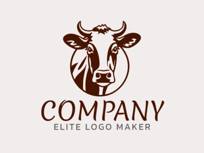 Contemporary emblem featuring a cow, exquisitely crafted with a sleek and circular aesthetic.