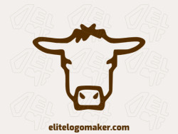 Vector logo in the shape of a cow head with minimalist style and brown color.