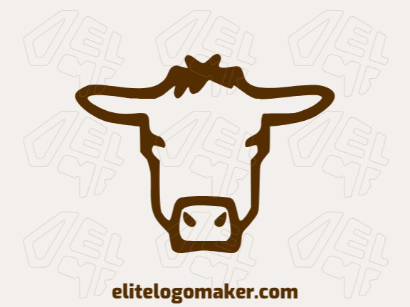 Logotipo vetorial com a forma de uma cabeça de vaca com estilo minimalista e cor marrom.