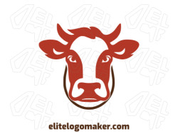 Creative logo in the shape of a cow head with memorable design and simple style, the colors used was brown and orange.