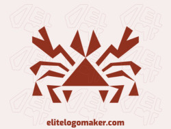 Animal logo with the shape of a crab composed of abstract shapes and triangles with red color.