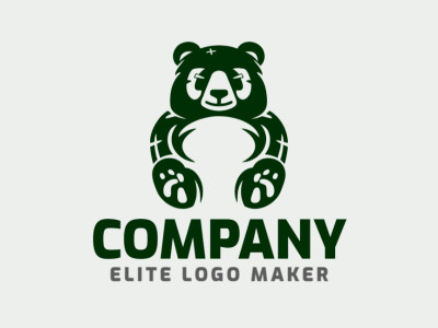 An energetic mascot logo featuring a whimsical dark green bear design.