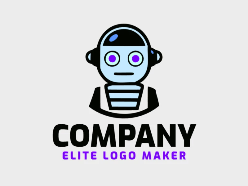 Logotipo simple en forma de un robot loco con diseño creativo.