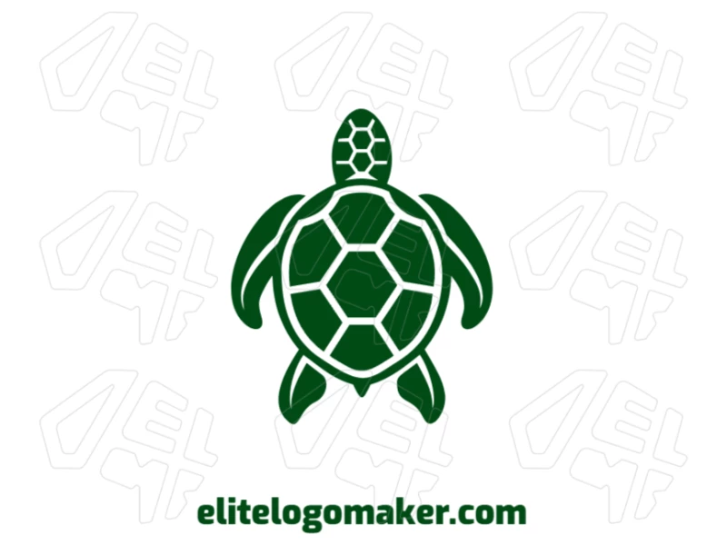 Um conceito criativo de uma tartaruga verde com design simétrico, perfeito para criar um logotipo único e profissional para empresas.