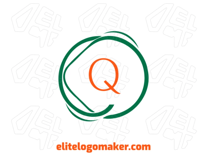 Um design criativo com a letra "Q" dentro de um círculo abstrato, oferecendo uma experiência única e personalizável para criação de logotipos.