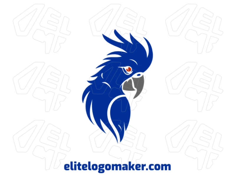 Crea un logotipo gracioso y simple con una ilustración creativa de un loro azul, ofreciendo una identidad de marca única y elegante.