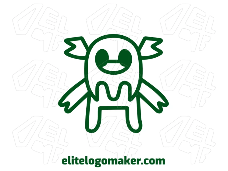 Uma ilustração criativa de um alienígena verde, com estilo simétrico, perfeita para criar um logotipo único e memorável.