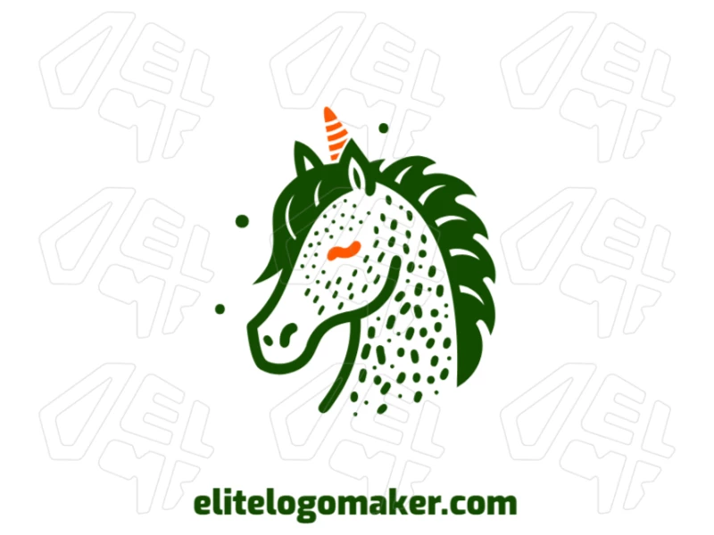 Crie um logotipo criativo com uma ilustração artesanal de um unicórnio verde, ideal para criar uma identidade de marca única e imaginativa.