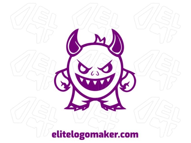 Uma boa ilustração criativa de um monstro com chifres em estilo simétrico, com formas marcantes e detalhes impressionantes para um design de logotipo único.
