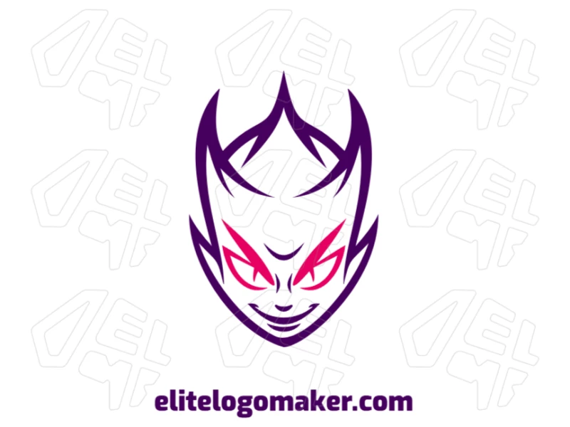 Uma ilustração criativa de uma cabeça de vampiro em estilo simétrico, perfeita para um logotipo barato com um conceito único e ousado.