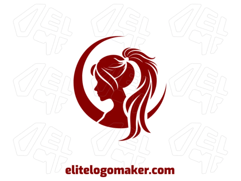 Beautiful abstract logo with a creative illustration of a woman in red, designed for unique and artistic branding.