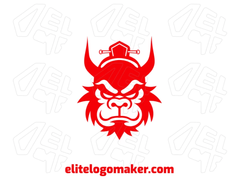Uma ilustração criativa e atraente de um macaco laranja com design simétrico, perfeita para uma composição de logotipo única e marcante.