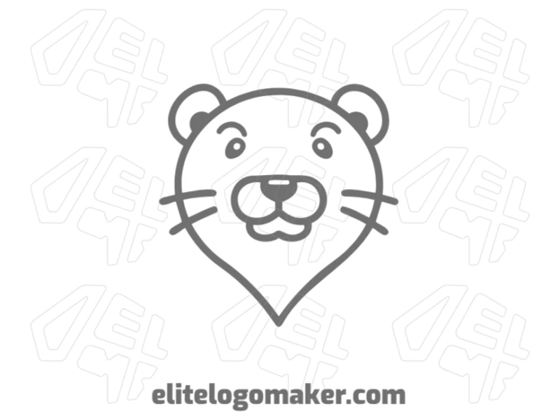 Um logotipo personalizável com uma ilustração criativa de uma cabeça de lontra, desenhada de forma única e artística.