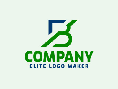 A creatively minimalist logo design featuring a unique interpretation of the letter "B", infused with shades of green and blue.