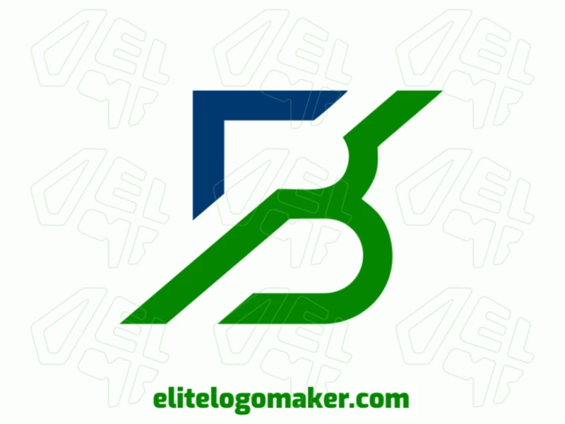 Um design de logotipo minimalista e criativo apresentando uma interpretação única da letra "B", com tons de verde e azul.
