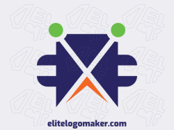 Logo created with abstract shapes, forming a creature with green, blue, and orange colors.