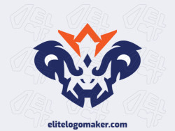 Abstract logo with solid shapes forming a creature with a refined design, with blue and orange colors.