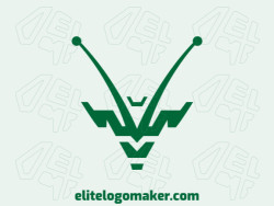 Professional logo in the shape of a cricket insect, with a symmetric style, the color used was green.