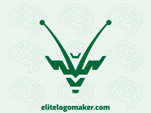 Logotipo profissional com a forma de um grilo, com estilo simétrico, a cor utilizada foi verde.