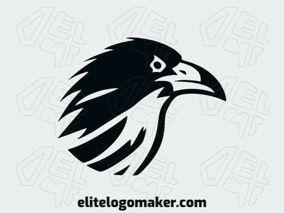 Logotipo profissional com a forma de um corvo com design criativo e estilo abstrato.