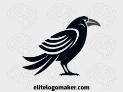 Logo template for sale in the shape of a crow, the colors used were grey and black.