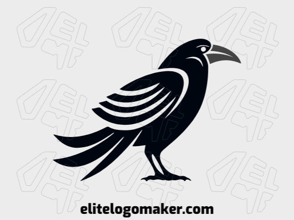 Modelo de logotipo para venda com a forma de um corvo, as cores utilizadas foi cinza e preto.