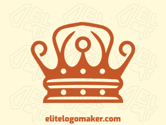 The logo is available for sale in the shape of a crown with a symmetric style and dark orange color.