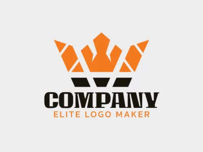 Create a logo for your company in the shape of a crown with a minimalist style with orange and black colors.