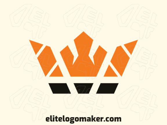 Create a logo for your company in the shape of a crown with a minimalist style with orange and black colors.