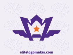 Customizable logo in the shape of a crown combined with wings, with an abstract style, the colors used was blue and orange.