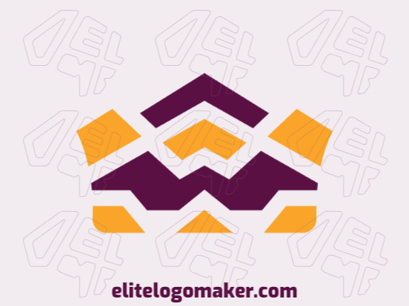Abstract logo with the shape of a crown composed of arrows with yellow and purple colors.