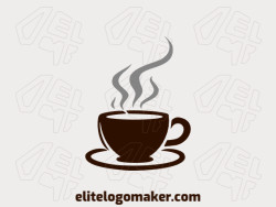 Create a vectorized logo showcasing a contemporary design of a cup and minimalist style, with a touch of sophistication with grey and dark brown colors.