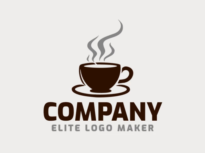 Create a vectorized logo showcasing a contemporary design of a cup and minimalist style, with a touch of sophistication with grey and dark brown colors.